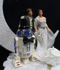 Star War Wedding Cake Topper Han Solo Princess Leia R2 Space Bride Groom Top