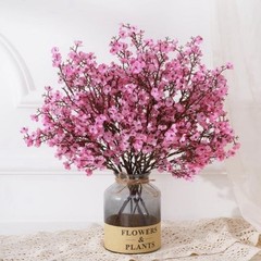 Pink Baby’s Breath Artificial Flowers 5Pcs Real Touch Faux Gypsophila Bouquet