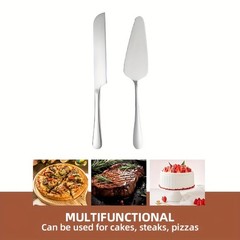 2pcs Stainless Steel Silvery Cake Cutting Set Cake Knife Server Slicer for