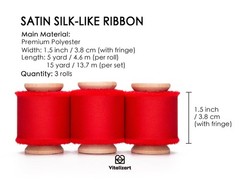 Vitalizart Red Silk Satin Ribbon 1-1/2 inch x 15 Yard Christmas