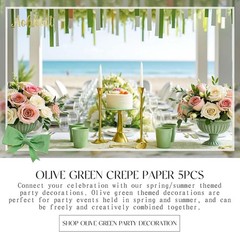 AOBKIAT Wedding Party Decorations, 5 Rolls Olive Green Khaki