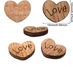 Honbay 300PCS Tiny Wooden Love Hearts Confetti Rustic Heart Wedding Brown