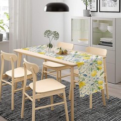 Lemon Table Runner Watercolor Fruits Green Leaves Pattern 13x70in, Lemon-6