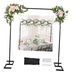 8.2 FT Wedding Arch Rectangle Stand Square Backdrop Stand, Extra Matte Black