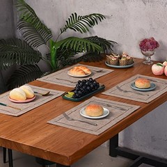 Set of 4 Decorative Linen Placemats 12 4 pieces 12 x 18” Light Coffee/Straight