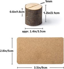 12Pcs Mini Wood Place Card Holders and 24Pcs Kraft Place Cards, Rustic Table …