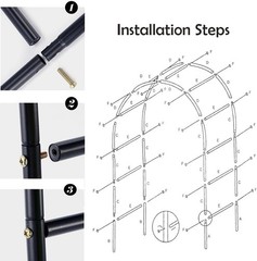 Adorox 7.8ft Garden Arch Trellis Black Metal Wedding Climbing Plants