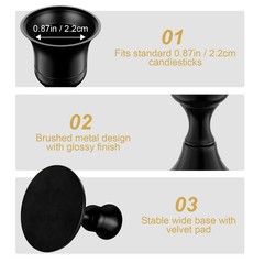 zeochyni Black Taper Candle Holders Set of 2, Vintage Metal