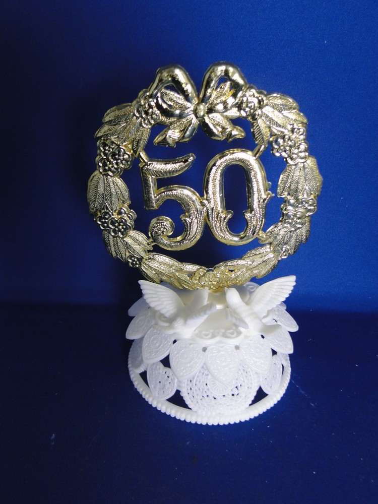 New Vintage WILTON 50TH Petite Anniversary Wreath Caketopper 102-4273