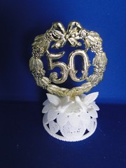 New Vintage WILTON 50TH Petite Anniversary Wreath Caketopper 102-4273
