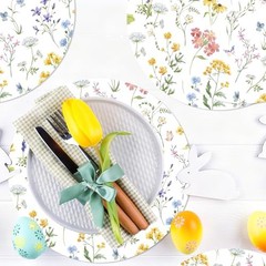 30 Pcs Spring Floral Disposable Placemats, Round Paper Placemats for Table