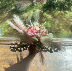 Bridal Wedding Bouquet Hand made Budget Friendly Faux Flowers White Pink Green