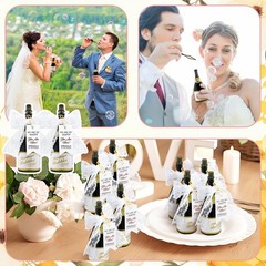 20 Pcs Mini Champagne Bottle Bubbles Wedding Favors with Ribbons & Cards – Party