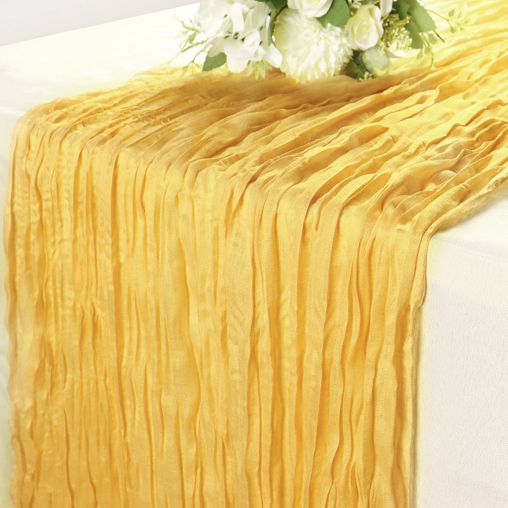 Yellow Cheesecloth Table Runner 10FT Gauze Rustic 35×120 Inches,