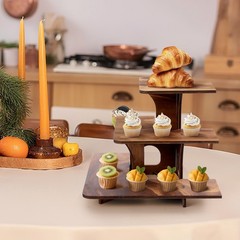 40″ L 3-Tier Table Display Stand Wooden Corner Rack Counter Top for Market Trade
