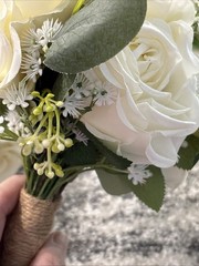 Set of 6 Wedding Bridesmaid Bouquets – 7 Inch Ivory Artificial Flowers Bouque…