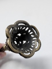 Vintage Brass Tussie Mussie Posy Holder – Ornate Filigree Victorian Revival 6.25
