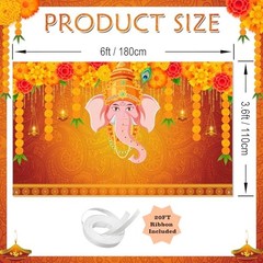 Indian Pooja Traditional Backdrop Indian Religious Festival Marigold 6×3.6ft