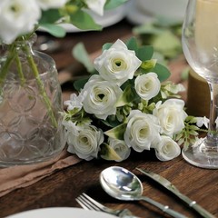 IVORY 4 Bushes 12″ Silk Roses Artificial FLOWERS Bouquets Party Home Decorations