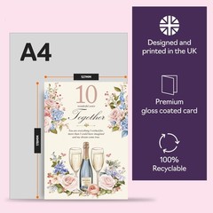 10th Anniversary Card for Men Women – Floral Champagne – Happy 10 Year Annive…