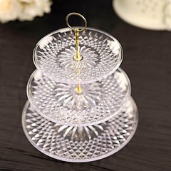 12″ Clear 3 Tier Crystal Plastic Round CUPCAKE HOLDER Party Events Decorations