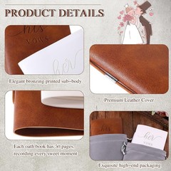 2 Pcs Wedding Vow Books His and Hers Notebook for White, Brown