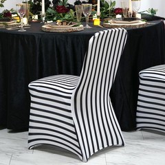 50 pcs Black and White Striped Spandex Stretchable CHAIR COVERS Wedding Supplies