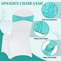 Mds Pack Of 50 Spandex Chair Sashes Bow Premium Stretch Chair Cover Band Buckle