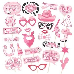Western Themed Photo Booth Props – 27 Pcs Let’s Go Selfie Props Favors