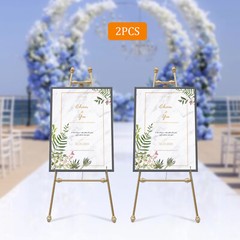 2pcs Golden Wedding Easel Stand Art Exhibition Show Gold Frame Display Stand