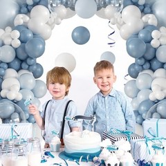 Balloon Arch Kit 132Pcs and White Balloon Arch Garland Kit Include Dusty Blue