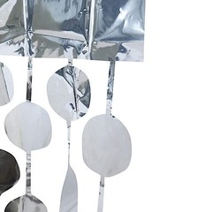 Metallic Silver Round 3×6.5 feet Foil Tassels Fringe Backdrop 6 feet,
