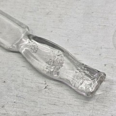 Vintage Depression Glass Clear Fruit & Cake Knife 8.75″ Floral Embossed Handle