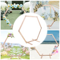 7.1 FT Hexagon Wood Wedding Arch Frame Decor Wood Hexagon Arch Backdrop Stand