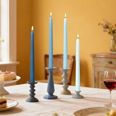 Viyffo 10 Inch Taper Candles Blue 4 Pack – Unscented, Dripless Design,
