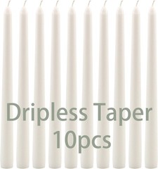 Stonebriar Tall 10″ White Unscented Dripless 10 Count Taper 10-Pack,