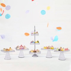 Dessert Plate Display Rack 5Pcs Cupcake Holder Tray Crystal Beads Cake Stand New