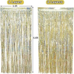 4 Pack Wavy Champagne Gold Foil Fringe Curtain Backdrop