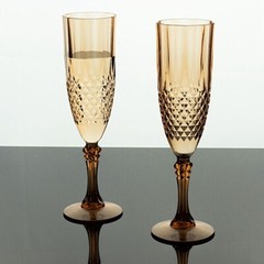 6 AMBER GOLD 8 oz Crystal Plastic Champagne Flute GLASSES Party Events