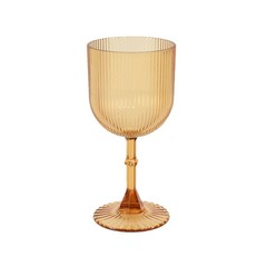 12 AMBER GOLD Plastic Wine Glasses Vintage Ribbed Pattern Events Decorations