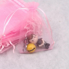 5 pcs Small Pink Organza Drawstring Bag Jewelry Gift Pouch for Wedding, Birthday