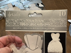 Wedding Engagement Favor Boxes Bridal Dress Silver & White 7 Packs of 10 NIB