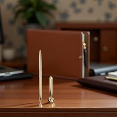 Gold Pen & Pen Stand Round Pen Holder Signing Set – Metal Attached Desk