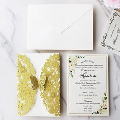 Elegant Gold Glitter Butterfly Wedding Invite Set – 50 Count