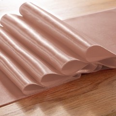 MILVOWOC 5 Pack Rose Gold Satin Table Runners, 12 x 108 Inch Bright Satin Sil…
