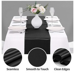 5-Pack Satin Table Runner Black 12 x 108 inches Long, Table Runners for Weddi…