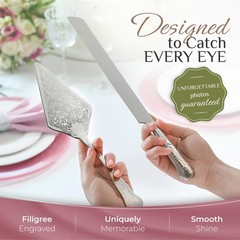 Elegant Wedding Cake Knife and Server Set – Premium Engraved Cutting Tools for N