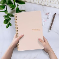 Undated Weekly Planner—A5—Personal Goals Journal—Light Pink—Non-Dated