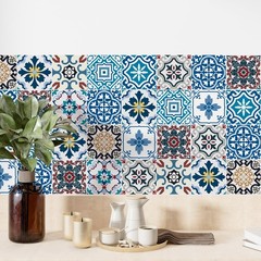 30 Pack, 4×4 Inch Eclectic Mediterranean Tile Stickers, Colorful Mosaic Peel …