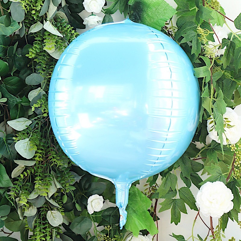 2 BLUE 14″ wide 4D Orbz Round Mylar Foil Balloons Wedding Party Event Supplies